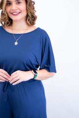 Macacão Isadora - Manga Japonesa com Calça Pantalona - Naguirre Shop