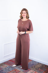 Macacão Isadora - Manga Japonesa com Calça Pantalona - Naguirre Shop