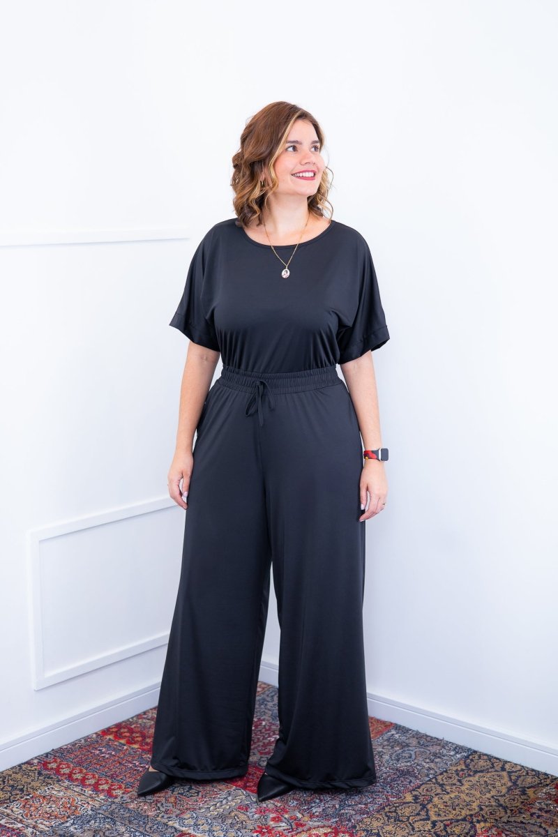 Macacão Isadora - Manga Japonesa com Calça Pantalona - Naguirre Shop