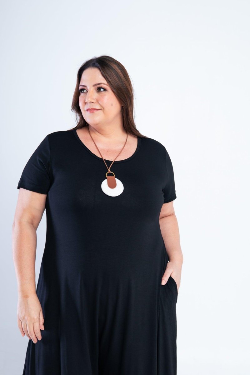 Macacão Origem - Gola Redonda com Barra Triangular em Viscolycra - Naguirre Shop