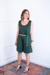 Macaquinho Dani - Regata com Bolsos Midi em Malha Confort - Naguirre Shop