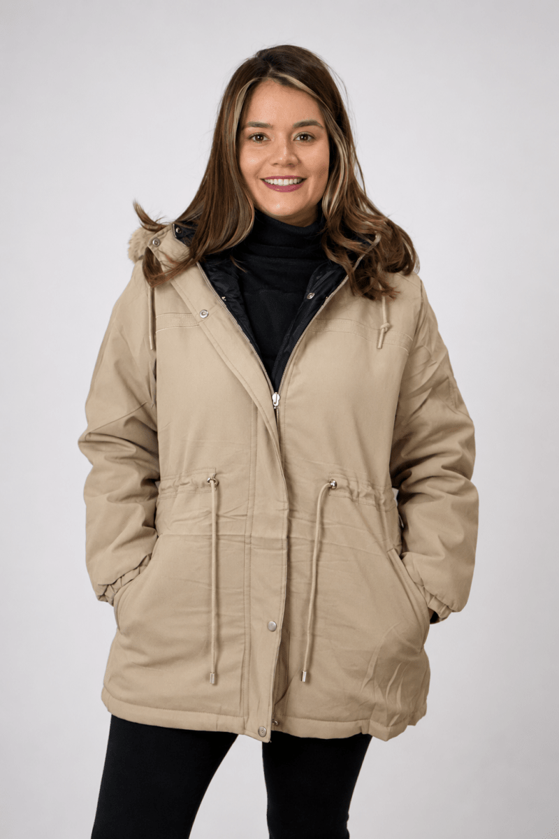 Parka que vira Casaco Puffer em Sarja Premium com Bolsos e Capuz Oversized - Naguirre Shop