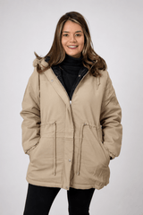 Parka que vira Casaco Puffer em Sarja Premium com Bolsos e Capuz Oversized - Naguirre Shop