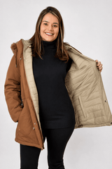Parka que vira Casaco Puffer em Sarja Premium com Bolsos e Capuz Oversized - Naguirre Shop