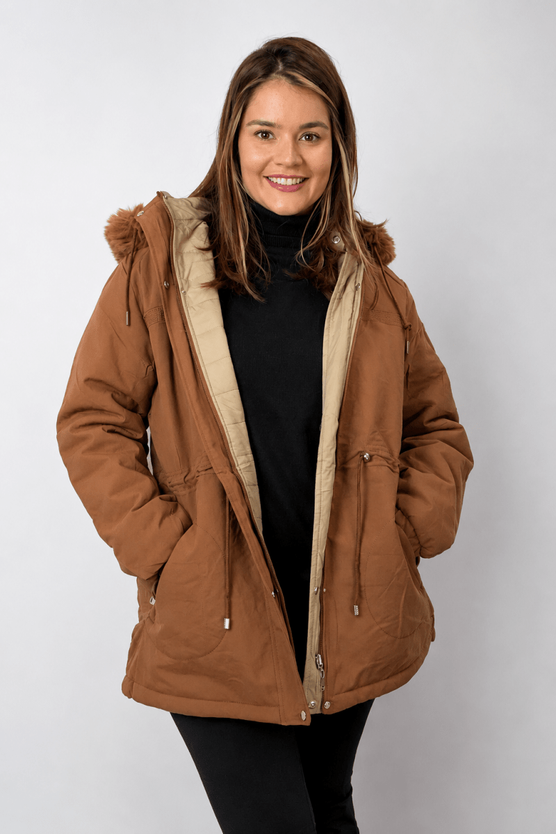 Parka que vira Casaco Puffer em Sarja Premium com Bolsos e Capuz Oversized - Naguirre Shop