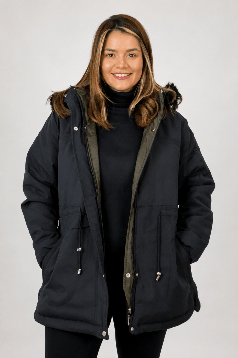 Parka que vira Casaco Puffer em Sarja Premium com Bolsos e Capuz Oversized - Naguirre Shop