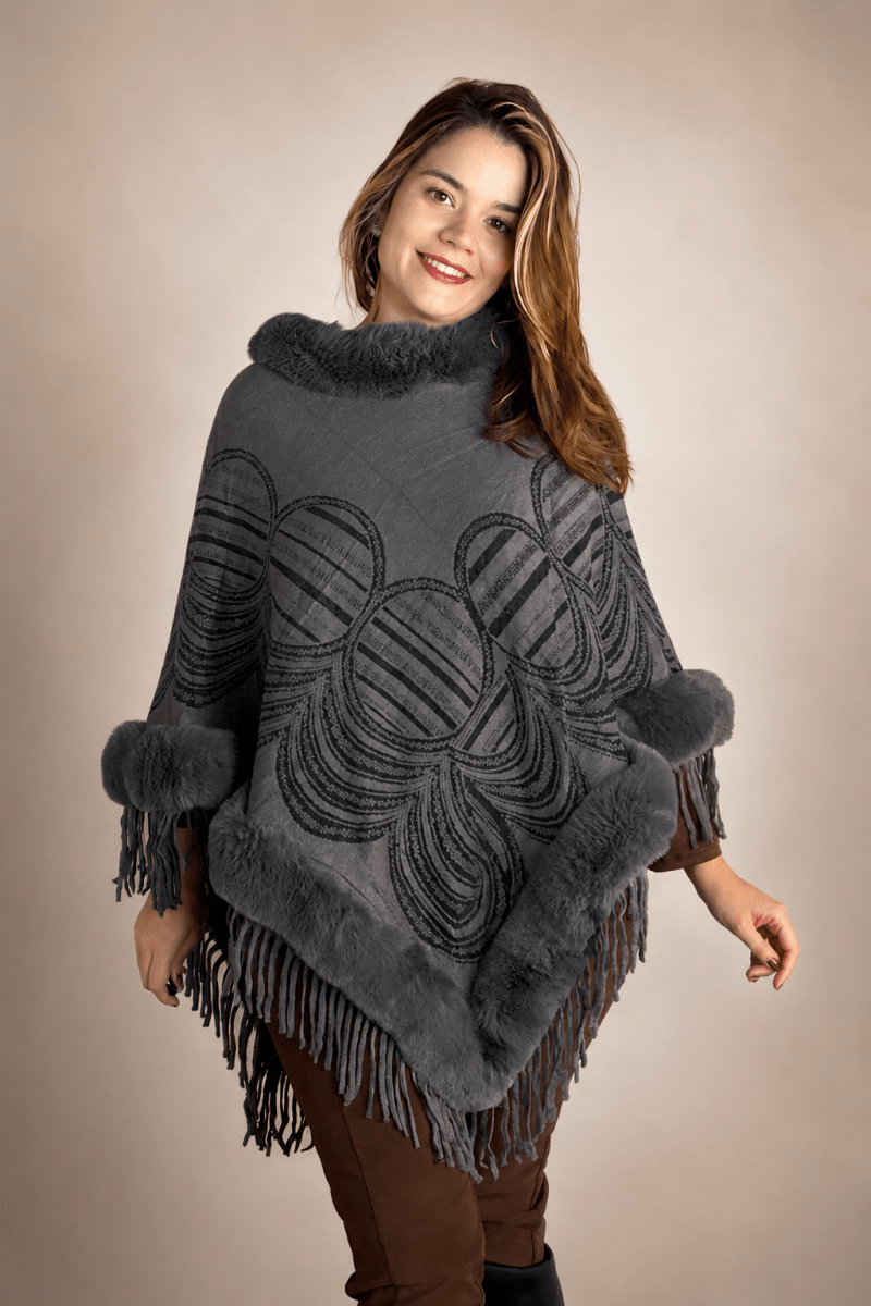 Poncho Andes com Pelúcia e Franjas - Naguirre Shop