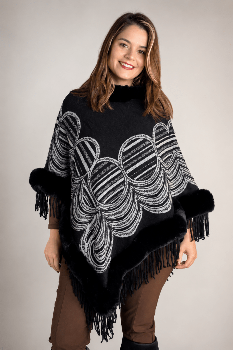 Poncho Andes com Pelúcia e Franjas - Naguirre Shop