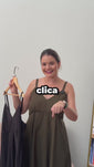 Stories de Vestido Malu – Alcinha Ajustável em Viscose Marrant com Saia Evasê e Bolsos