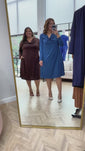 Stories de Vestido Sofia - Manga Longa com Gola Drapeada Midi em Malha Confort