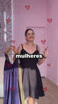 Stories de Vestido Malu – Alcinha Ajustável em Viscose Marrant com Saia Evasê e Bolsos