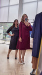 Stories de Vestido Sofia - Manga Longa com Gola Drapeada Midi em Malha Confort