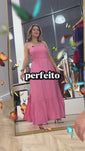 Stories de Vestido Longo Luísa – Alça Ajustável em Viscose Marrant com Fenda Lateral