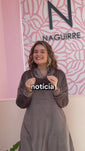 Stories de Vestido Beatriz - Midi com Gola Boba e Manga Longa em Plush