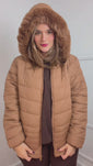 Stories de Casaco Puffer com Capuz Peluciado