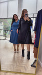 Stories de Vestido Sofia - Manga Longa com Gola Drapeada Midi em Malha Confort