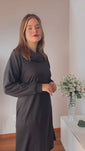 Stories de Vestido Lorena - Manga Longa com Gola Boba em Canelado Flex