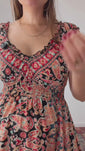 Stories de Vestido Midi Ciganinha com Lastex Estilo Boho Zanzíbar