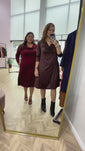Stories de Vestido Sofia - Manga Longa com Gola Drapeada Midi em Malha Confort