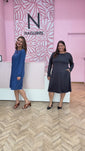 Stories de Vestido Sofia – Manga Longa com Gola Redonda Midi em Malha Confort