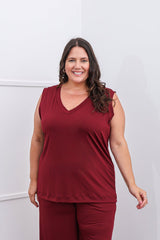 Regata Maxi Betina – Decote V em Malha Confort - Naguirre Shop