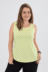 Regata Toulouse Maxi Estilo Parisiense na cor Mini Poá Amarelo com Azul, foto 1 de 2
