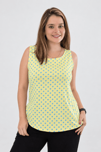 Regata Toulouse Maxi Estilo Parisiense na cor Mini Poá Amarelo com Azul, foto 1 de 2