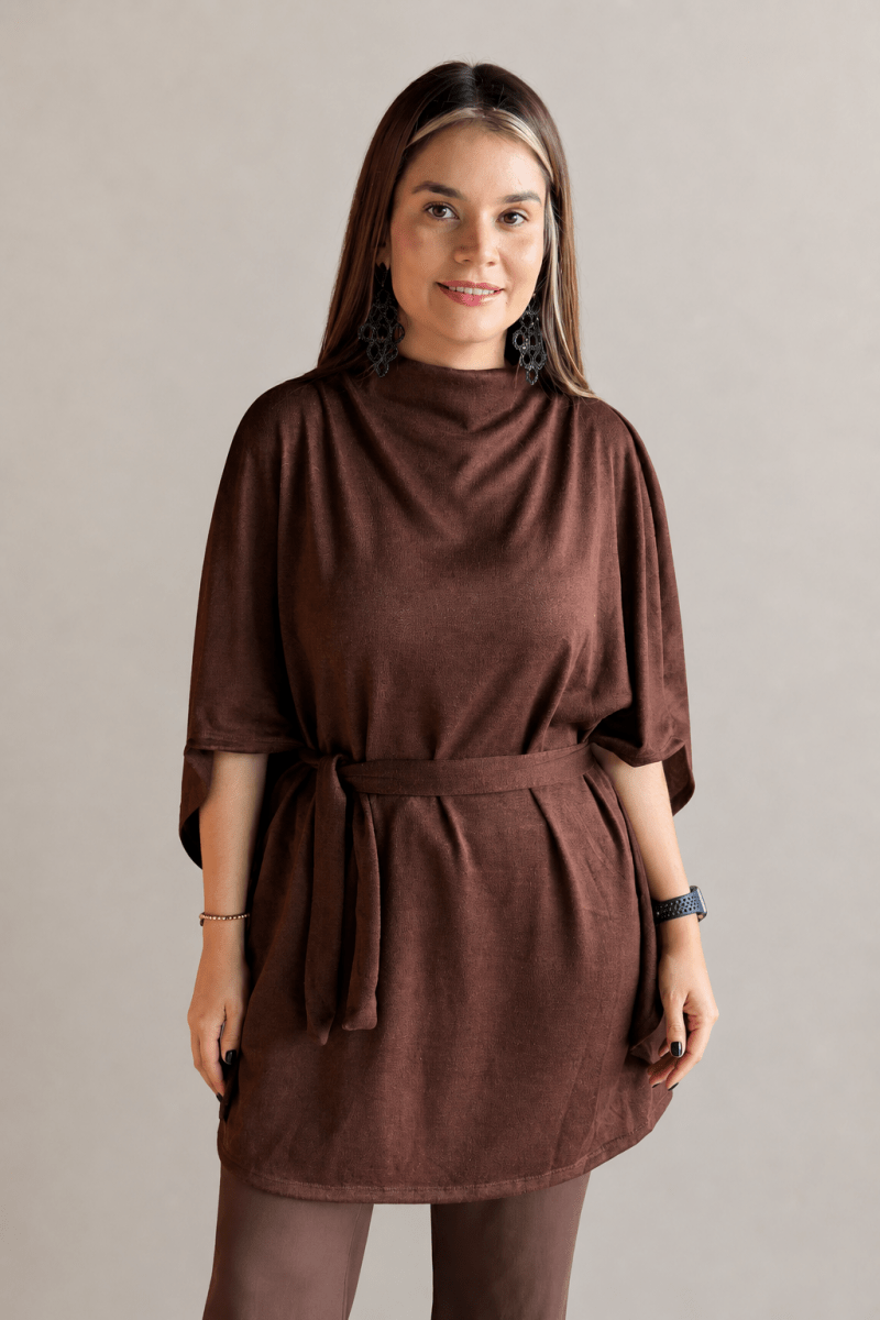 Túnica Imperiale – Manga Ampla com Faixa na Cintura em Lãzinha Premium - Naguirre Shop