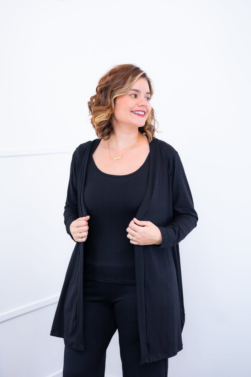 Twin Set Lúcia – Regata + Cardigan em Viscolycra com Bolsos Laterais - Naguirre Shop