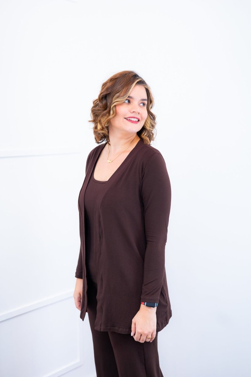 Twin Set Lúcia – Regata + Cardigan em Viscolycra com Bolsos Laterais - Naguirre Shop