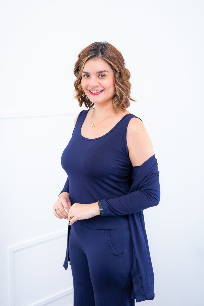 Twin Set Lúcia – Regata + Cardigan em Viscolycra com Bolsos Laterais - Naguirre Shop