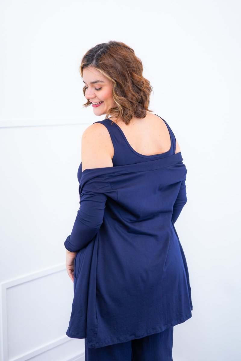 Twin Set Lúcia – Regata + Cardigan em Viscolycra com Bolsos Laterais - Naguirre Shop