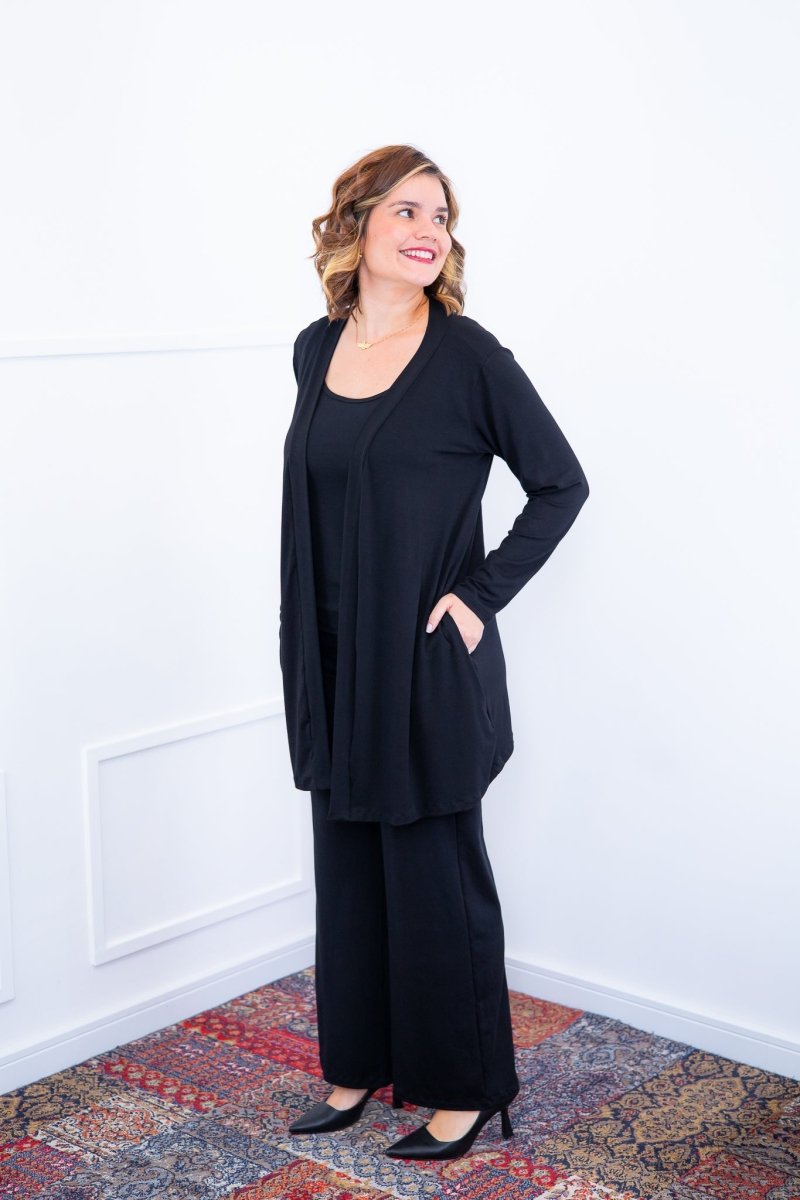 Twin Set Lúcia – Regata + Cardigan em Viscolycra com Bolsos Laterais - Naguirre Shop