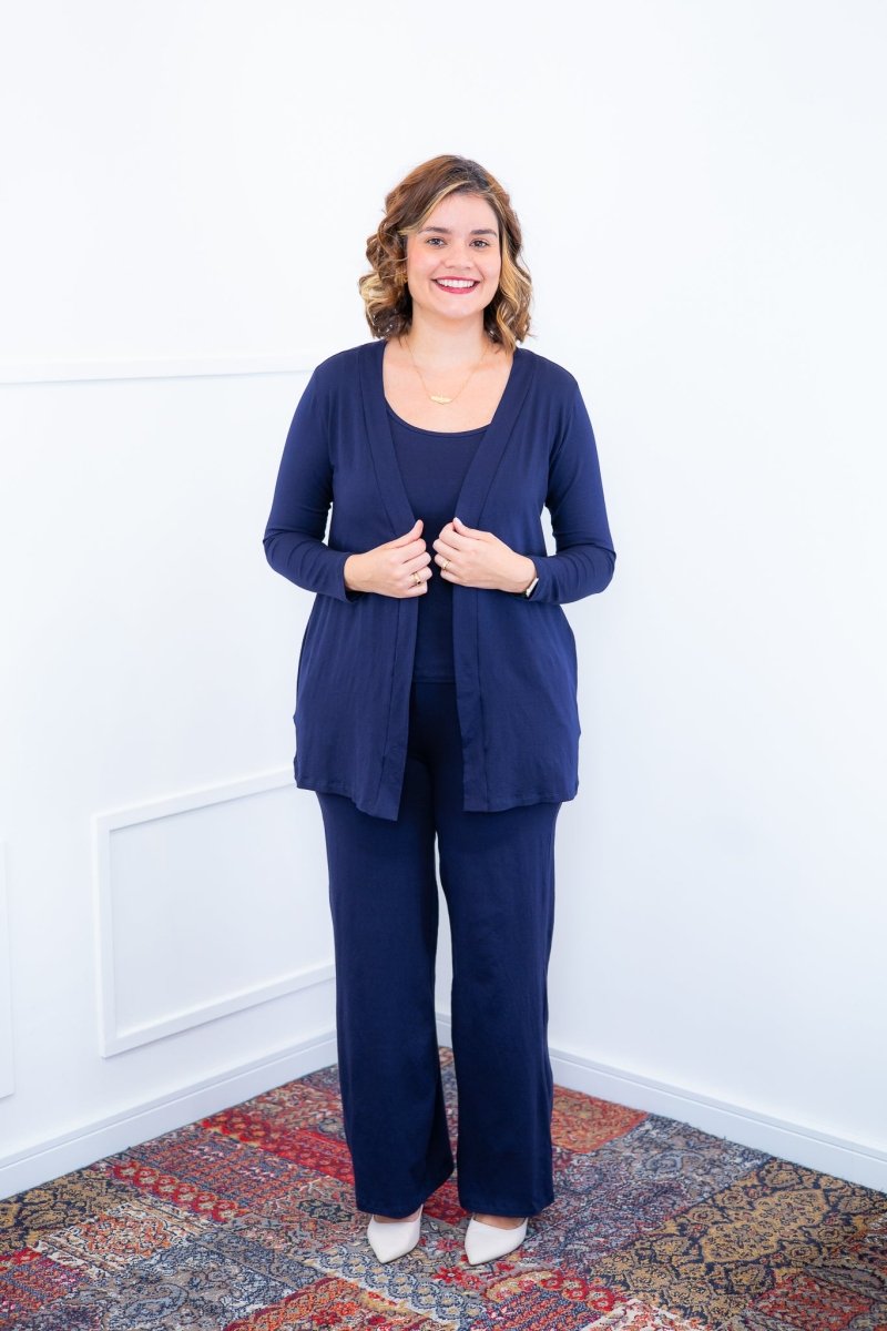 Twin Set Lúcia – Regata + Cardigan em Viscolycra com Bolsos Laterais - Naguirre Shop