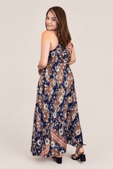 Vestido Amplo Longo Rani com Decote V ajustável e Saia Fluida - Naguirre Shop