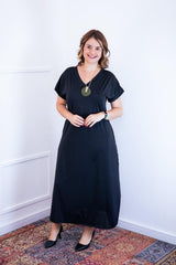 Vestido Antonella – Decote V com Fendas Laterais em Malha Confort - Naguirre Shop