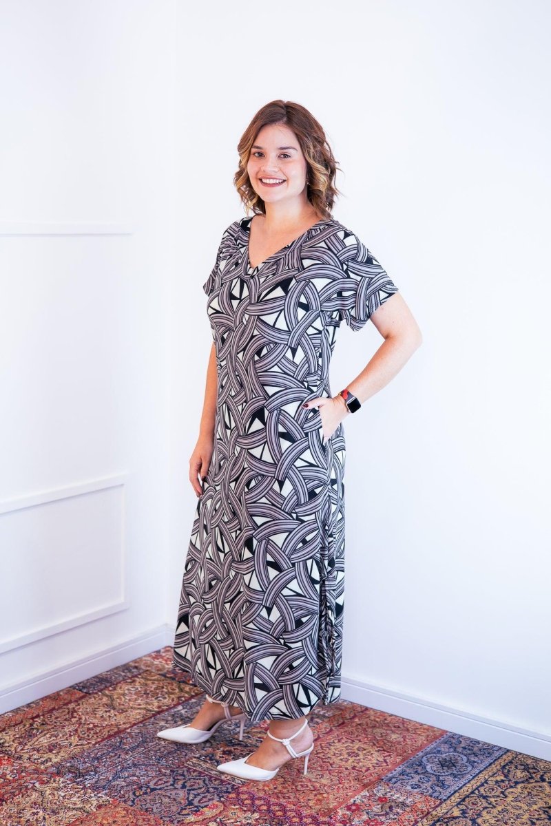 Vestido Antonella – Decote V com Fendas Laterais em Malha Confort - Naguirre Shop