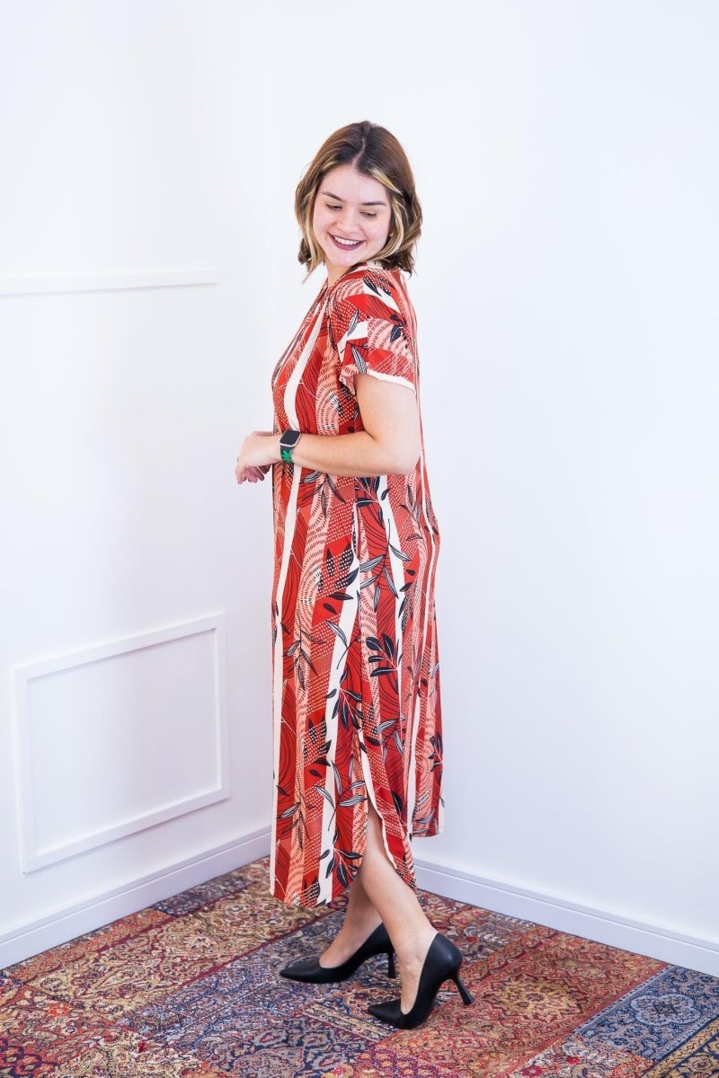 Vestido Antonella – Decote V com Fendas Laterais em Malha Confort - Naguirre Shop