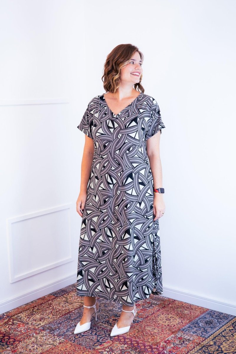 Vestido Antonella – Decote V com Fendas Laterais em Malha Confort - Naguirre Shop