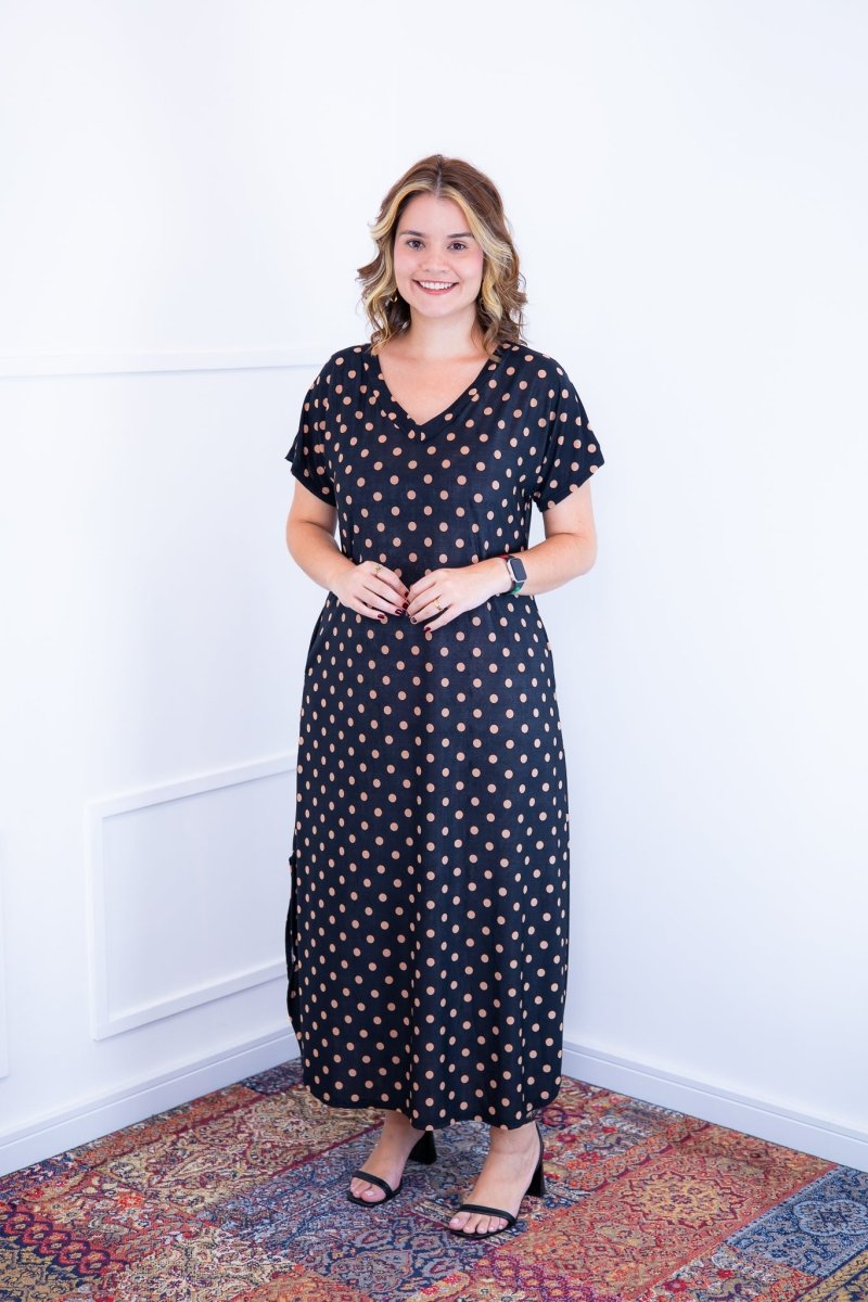 Vestido Antonella – Decote V com Fendas Laterais em Malha Confort - Naguirre Shop