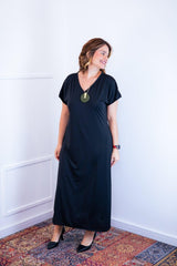 Vestido Antonella – Decote V com Fendas Laterais em Malha Confort - Naguirre Shop