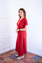 Vestido Antonella – Decote V com Fendas Laterais em Malha Confort - Naguirre Shop