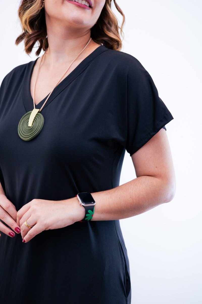 Vestido Antonella – Decote V com Fendas Laterais em Malha Confort - Naguirre Shop