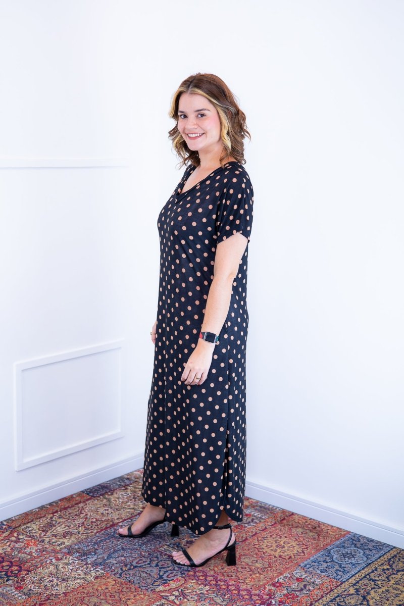 Vestido Antonella – Decote V com Fendas Laterais em Malha Confort - Naguirre Shop