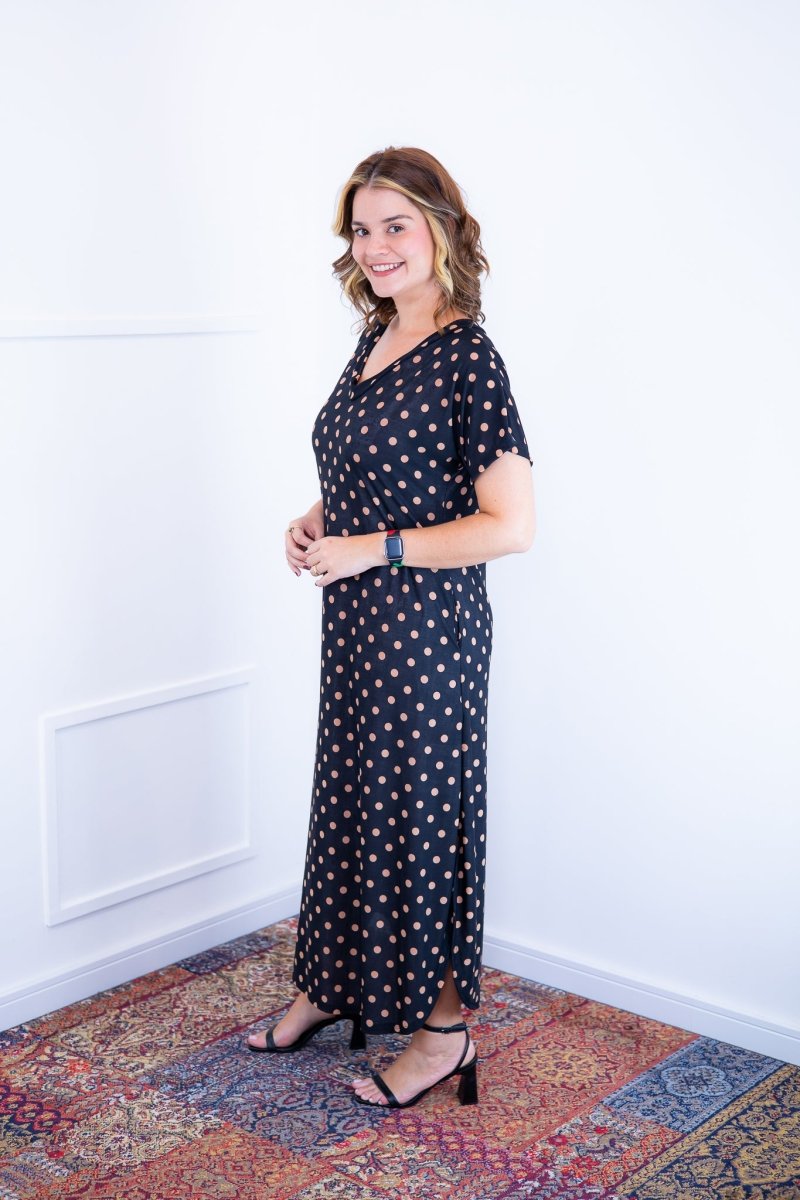 Vestido Antonella – Decote V com Fendas Laterais em Malha Confort - Naguirre Shop