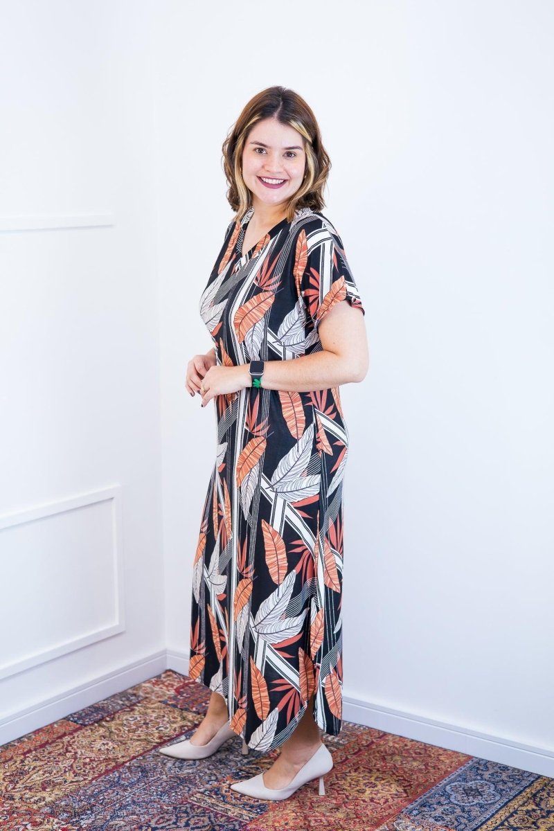 Vestido Antonella – Decote V com Fendas Laterais em Malha Confort - Naguirre Shop