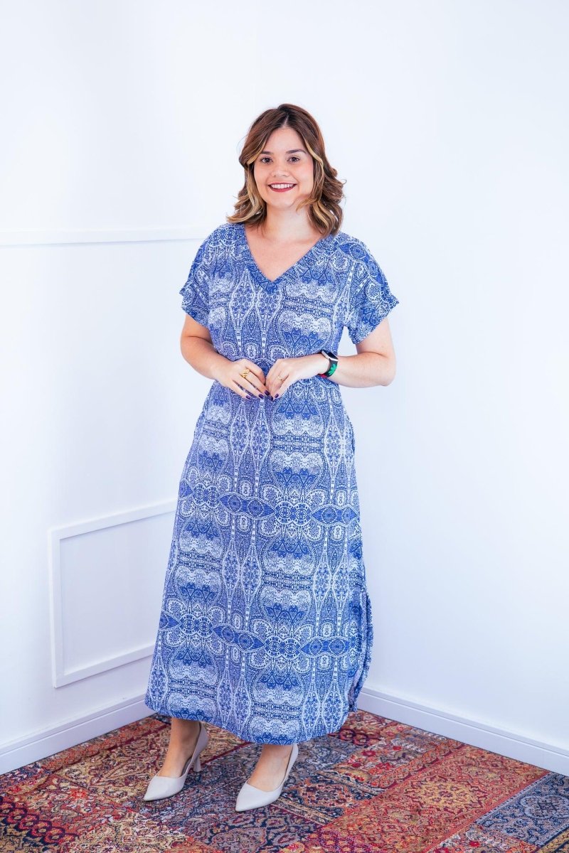 Vestido Antonella – Decote V com Fendas Laterais em Malha Confort - Naguirre Shop