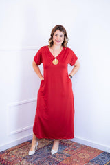 Vestido Antonella – Decote V com Fendas Laterais em Malha Confort - Naguirre Shop