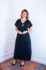 Vestido Antonella – Decote V com Fendas Laterais em Malha Confort - Naguirre Shop