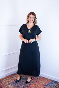 Vestido Antonella – Decote V com Fendas Laterais em Malha Confort - Naguirre Shop